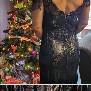 LORENA SARBU V-Neck blue silver sheen GORGEOUS STRETCHY Mini Dress